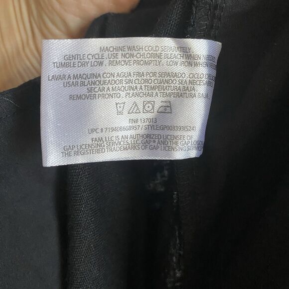 Gap Linen Pants Pull In Elastic Wide Leg Women L Black Grunge Boho Relaxed - Picture 10 of 11